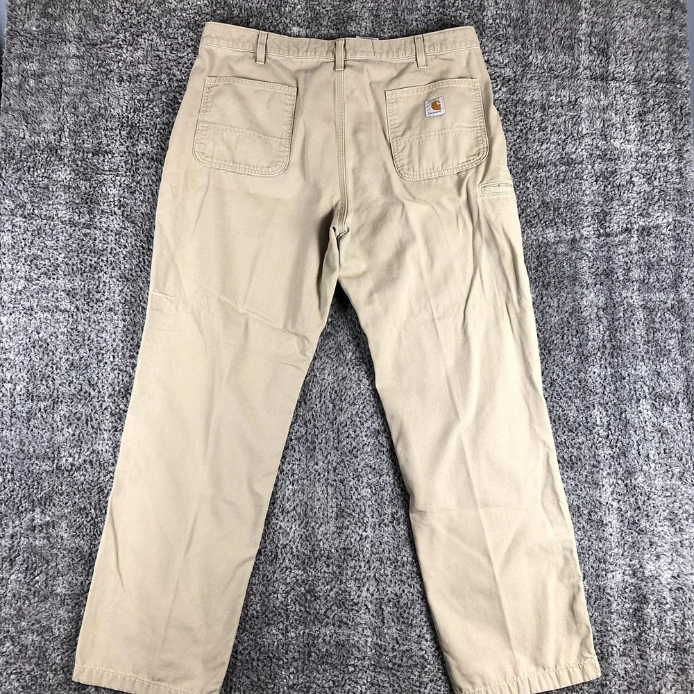 Carhartt Pants Mens 40x34‎ Beige Canvas Relaxed Fit Carpenter Workwear B299 GKH